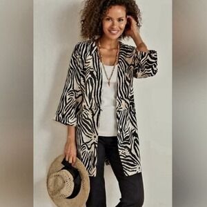 Soft Surroundings Large Kimono Zella Topper Cover Up‎ Animal Zebra Print Top